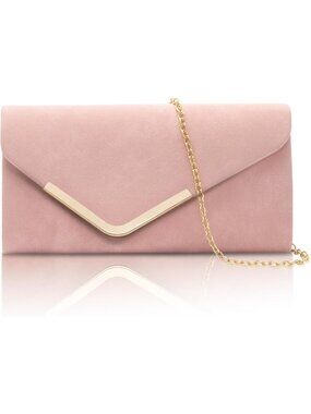Women's Evening Bag w/Chain Envelope Shoulder Pink2 Crossbody Handbags Sparkly